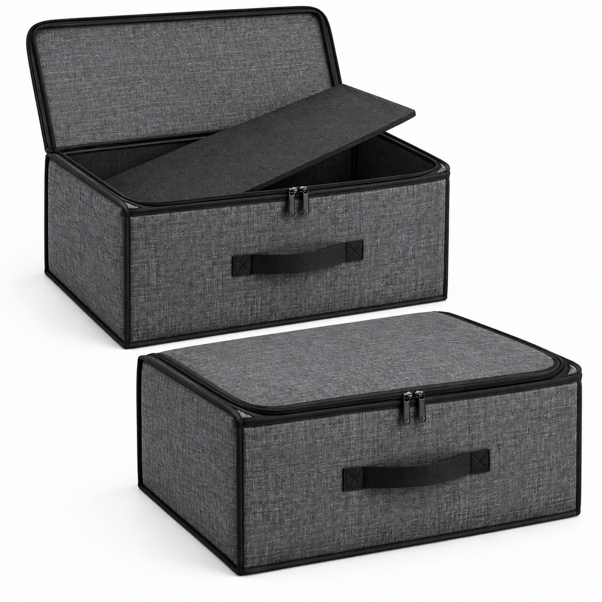 Charcoal Structured Storage Bags, Matching 2-Pack showing two matching cases for separate clothing groups