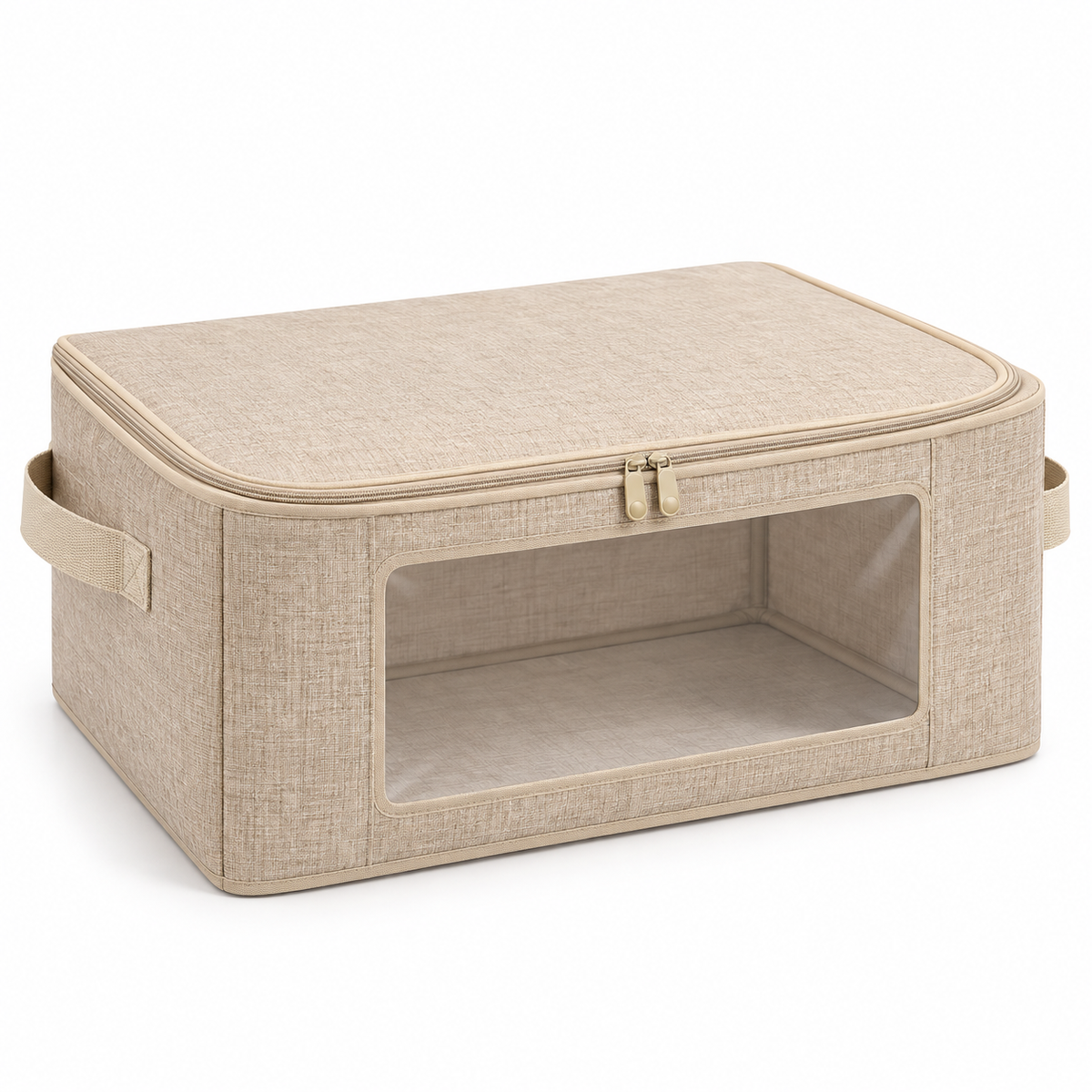 Oatmeal Windowed Clothes Storage Bag, Large on a white background