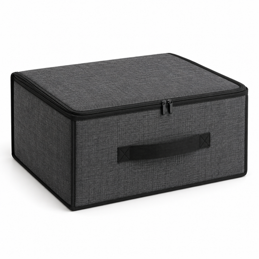 Charcoal Structured Wardrobe Storage Bag, Narrow on a white background