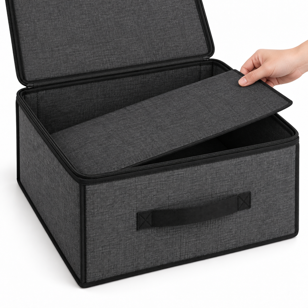 Charcoal Structured Wardrobe Storage Bag, Narrow showing removable flat base insert