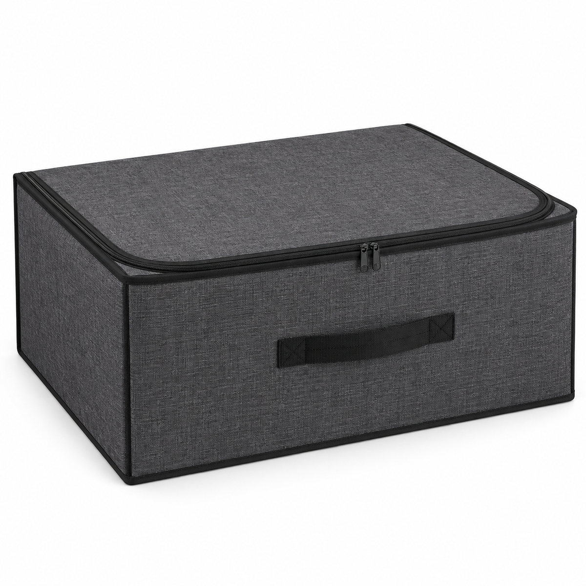 Charcoal Structured Wardrobe Storage Bag, Wide on a white background