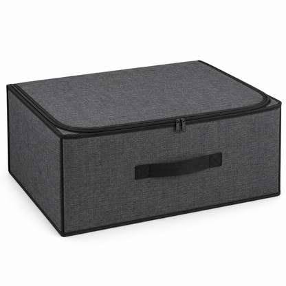 Charcoal Structured Wardrobe Storage Bag, Wide on a white background
