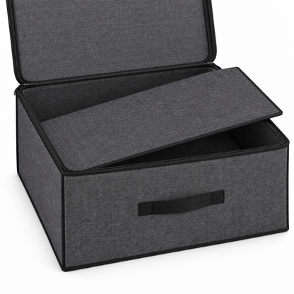 Charcoal Structured Wardrobe Storage Bag, Wide showing wide top access and removable base insert