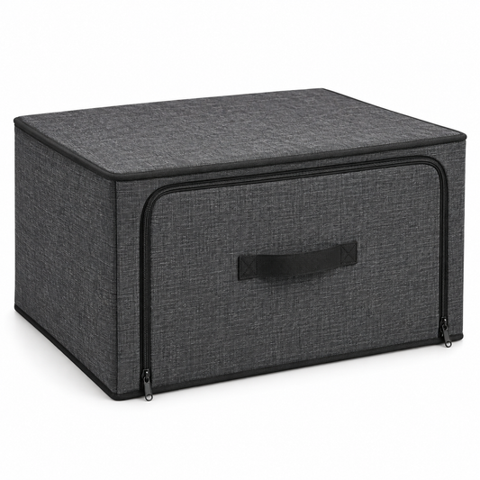 Charcoal Front-Opening Wardrobe Storage Bag on a white background