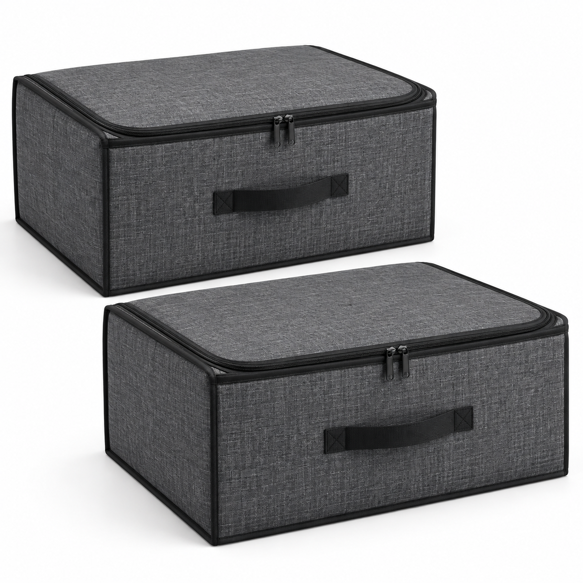 Charcoal Structured Storage Bags, Matching 2-Pack on a white background