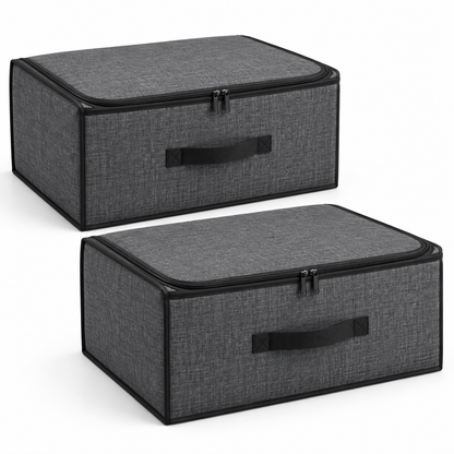 Charcoal Structured Storage Bags, Matching 2-Pack on a white background