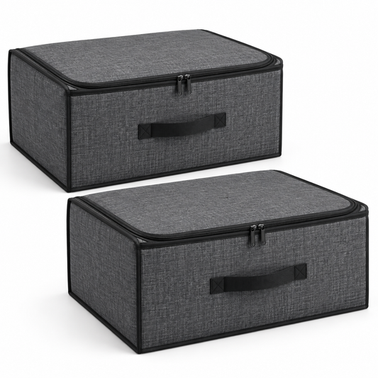 Charcoal Structured Storage Bags, Matching 2-Pack on a white background