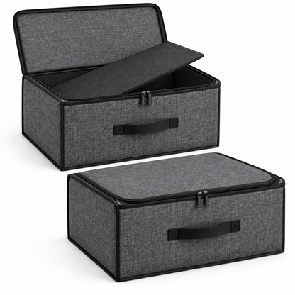 Charcoal Structured Storage Bags, Matching 2-Pack showing two matching cases for separate clothing groups