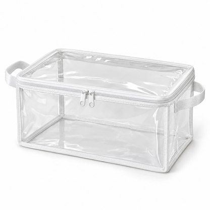 Clear White-Trim Accessory Storage Bag, Small on a white background