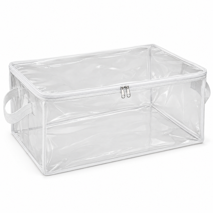 Clear White-Trim Clothes Storage Bag, Large on a white background