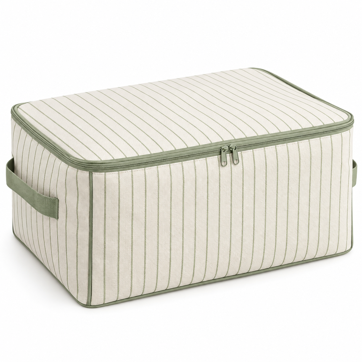 Sage Stripe Clothes Storage Bag, Standard on a white background